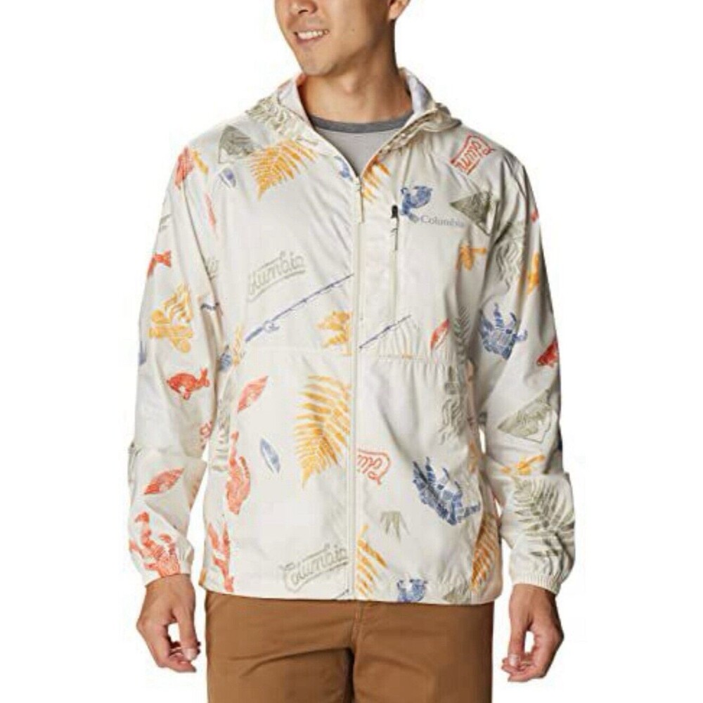 Columbia Men's Flash Forward Windbreaker Chalk Wanderlandia Print Size 2XL XXL